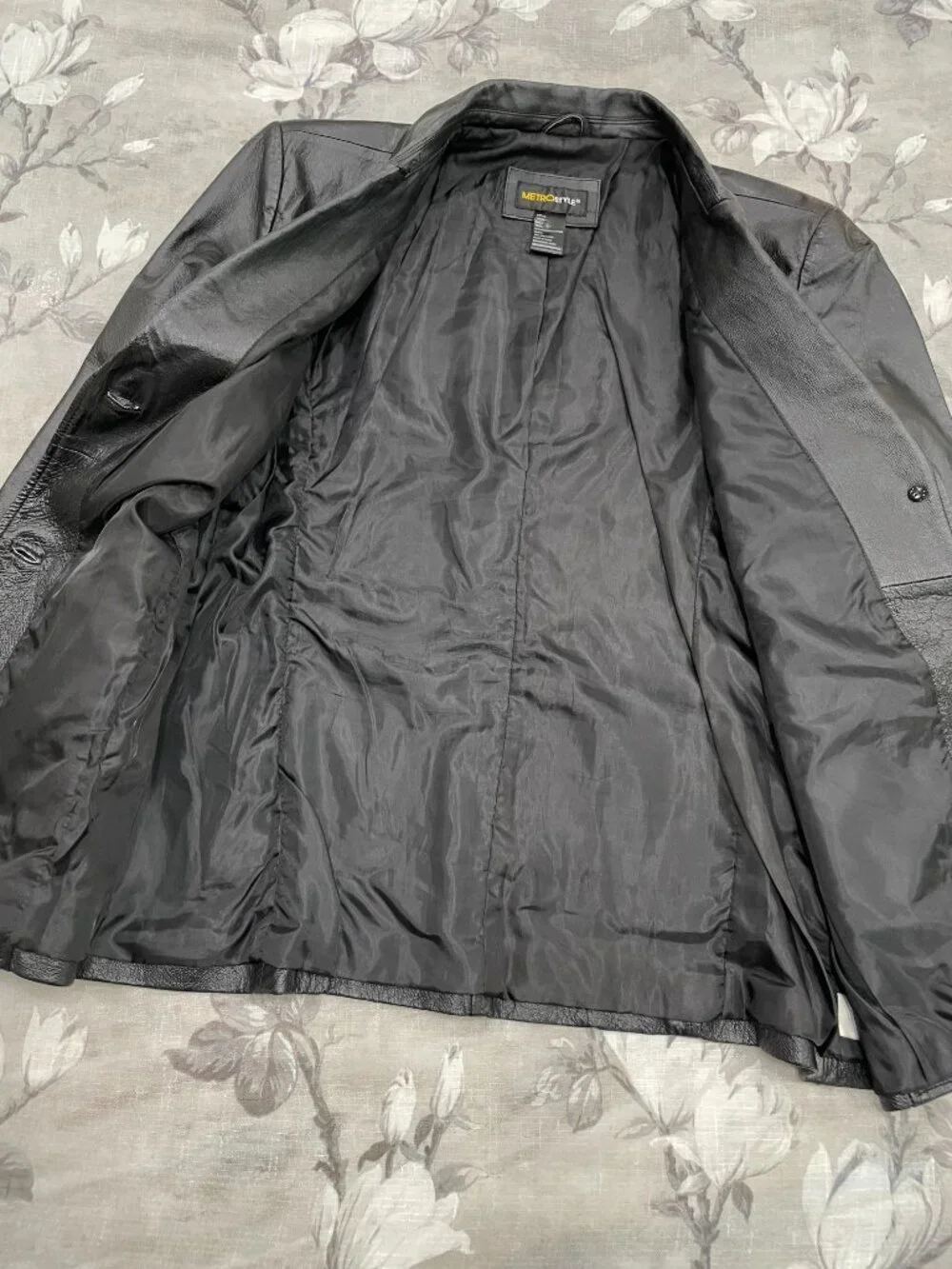 Metrostyle Genuine Leather Blazer Jacket Black Size 16 Classic Tailored Coat - Picture 2 of 13